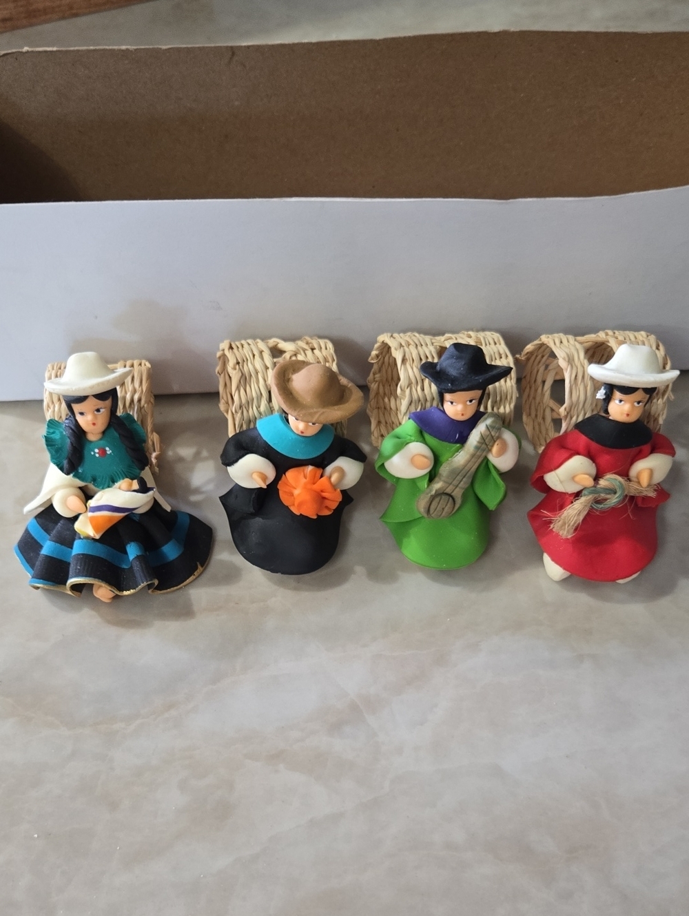Handmade Andean Doll Set - Colorful Traditional Figurine Napkin Rings